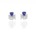 Brinco 2 Tanzanitas Trillion 1,35ct 2 Diamantes Carré 0,13ct 6 Baguetes 0,19ct 18 Brilhantes 0,18ct 3,0g Ouro Branco 18k - Coleção Thalassa