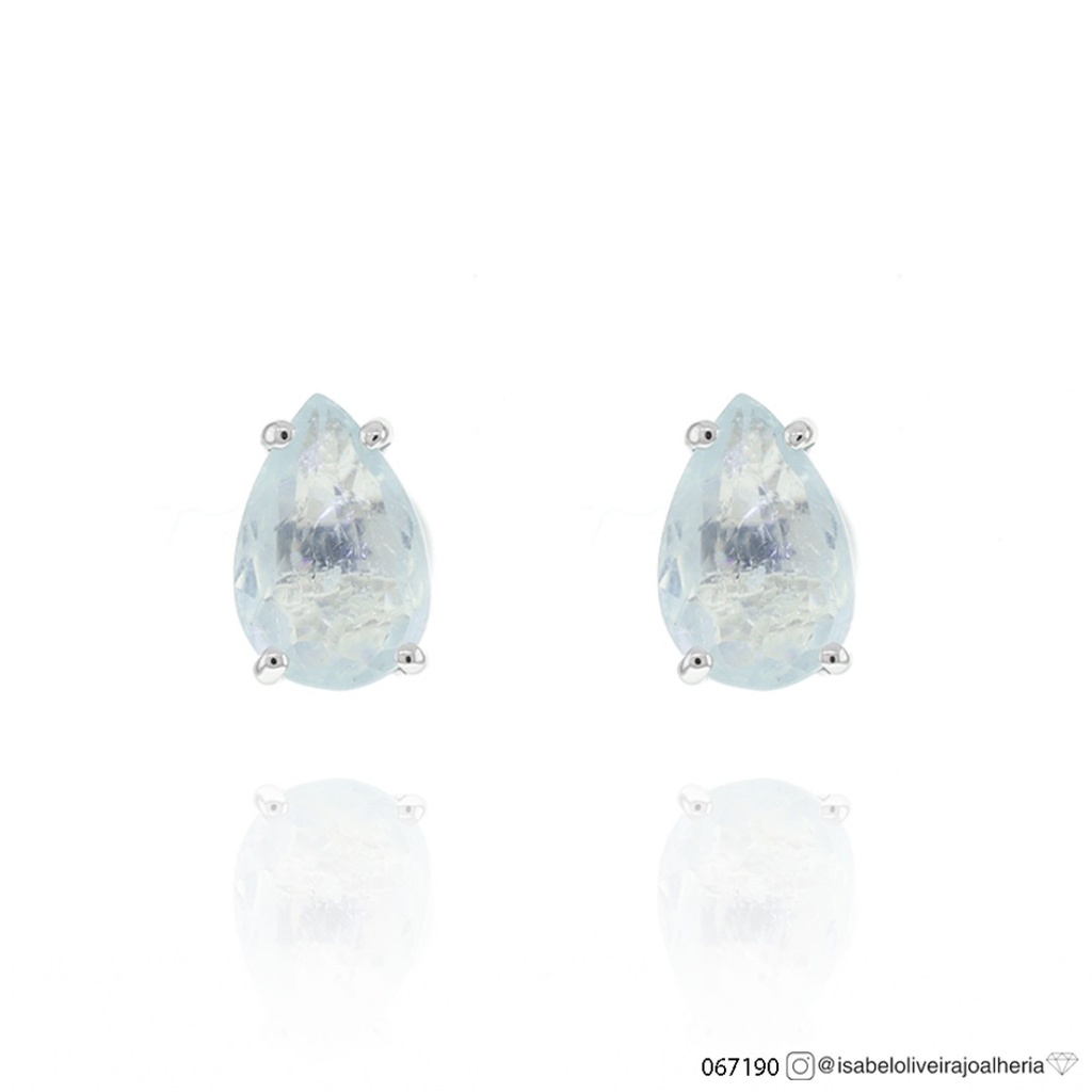 [067190] Brinco 2 Turmalinas Paraiba Gota 1,75ct 2,20g Ouro Branco 18k - Coleção Sara e Antonio