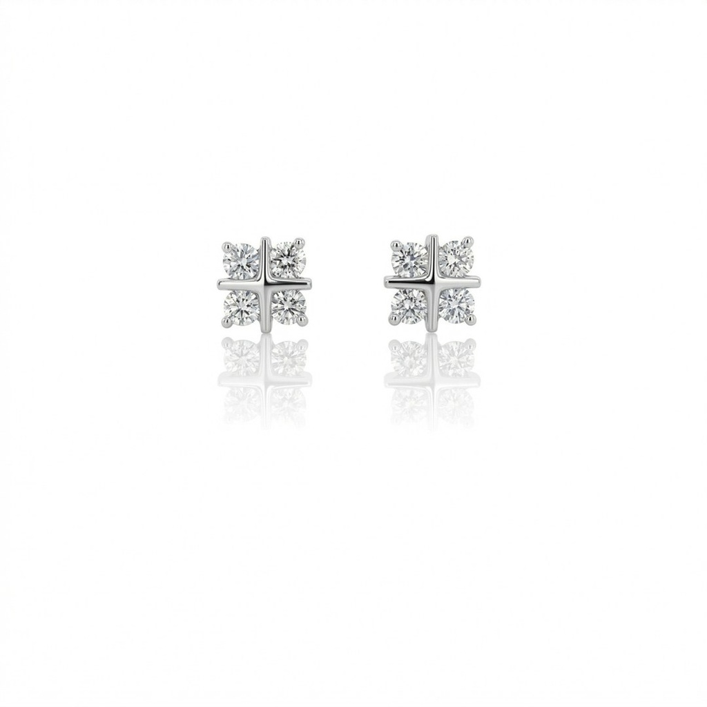 Brinco 8 Brilhantes 0,65ct 1,84g Ouro Branco 18k - Coleção Laisa