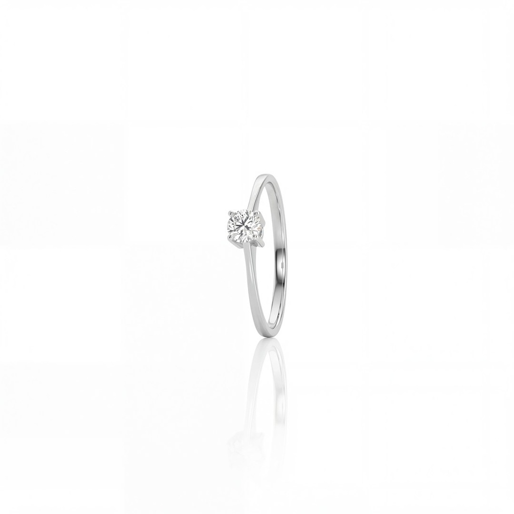 [073218] 20-Anel Solitário Brilhante 0,23ct H VS2 Fio Batido 1,51g Ouro Branco 18k - Coleção Only You