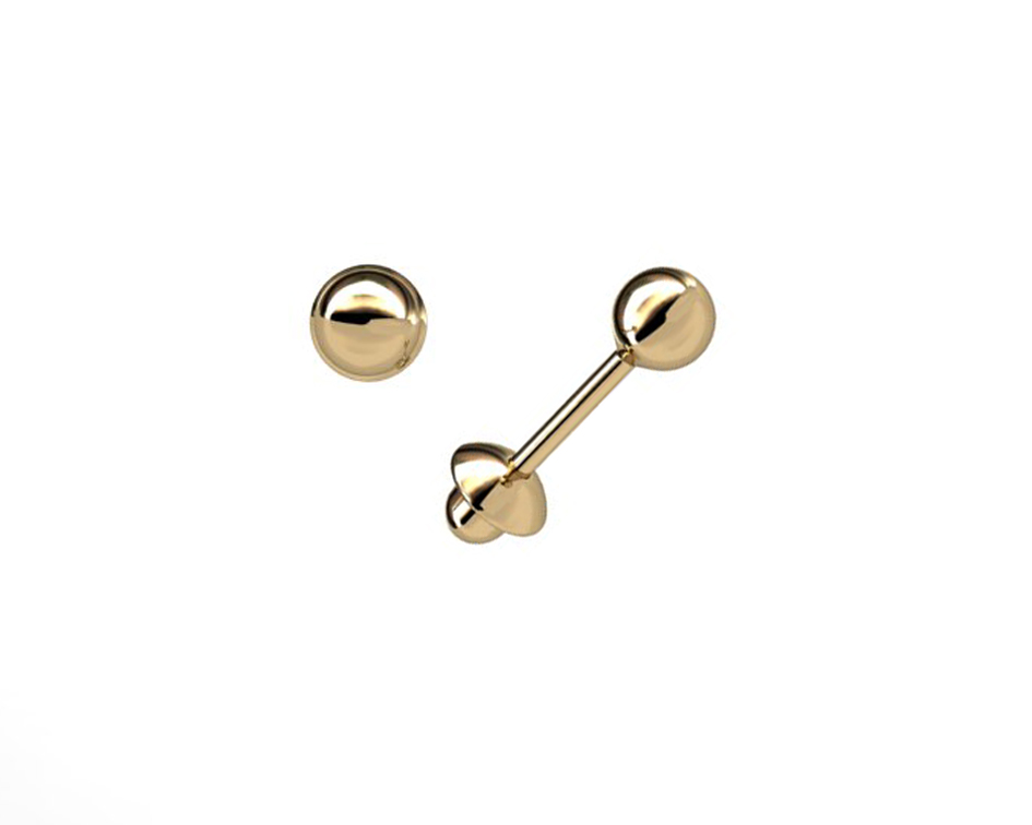 [052397] Brinco Bolinha 3,5mm 0,30g a 0,35g Ouro Amarelo 18k - Coleção Kids