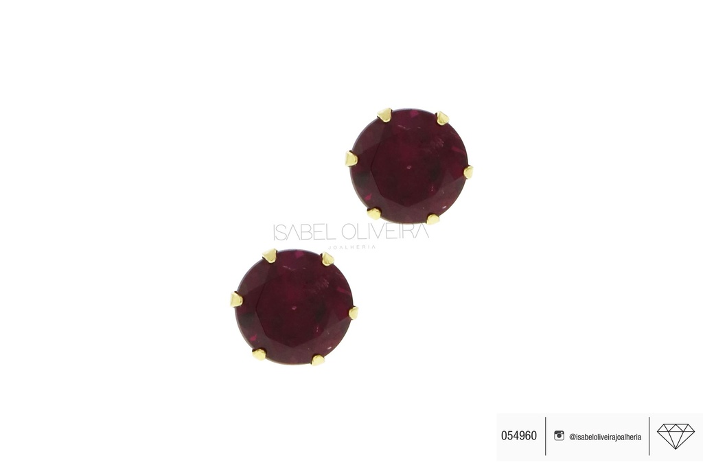 Brinco Cálice 2 Rodolitas 5,00mm 0,80g Ouro Amarelo 18k - Coleção Kids