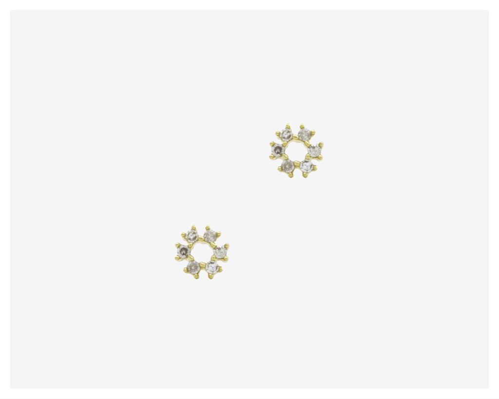 Brinco Círculo 12 Brilhantes 0,12ct J SI1 0,30g Ouro Amarelo 18k - Coleção Kids