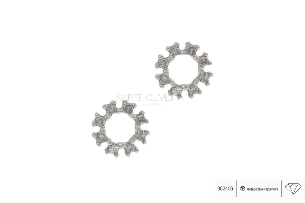 Brinco Círculo 16 Brilhantes 0,90mm 0,06ct 0,40g Ouro Branco 18k - Coleção Kids