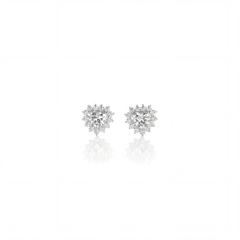 Brinco Clássico 2 Diamantes Coração 1,03ct g H SI1 SI2 26 Brilhantes 0,35ct H VS2 2,31g Ouro Branco 18k - 5513445188/3525643809 - Coleção Only You