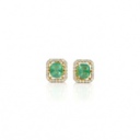 Brinco Clássico 2 Esmeraldas Brasileira Cushion 2,08ct 44 Brilhantes 0,51ct H VS2 4,16g Ouro Amarelo 18k - Certificado Belmont 25603- Coleção Brazilian Emerald
