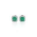 Brinco Clássico 2 Esmeraldas Brasileira Octogonal 1,24ct 40 Brilhantes 0,37ct g VS1 3,05g Ouro Branco 18k - Certificado Belmont - Coleção Brazilian Emerald