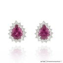 Brinco Clássico 2 Rubelitas Gota 2,16ct 30 Brilhantes 0,62ct g VS1 3,71g Ouro Branco 18k - Cruzeiro Mine - Coleção Rubelita