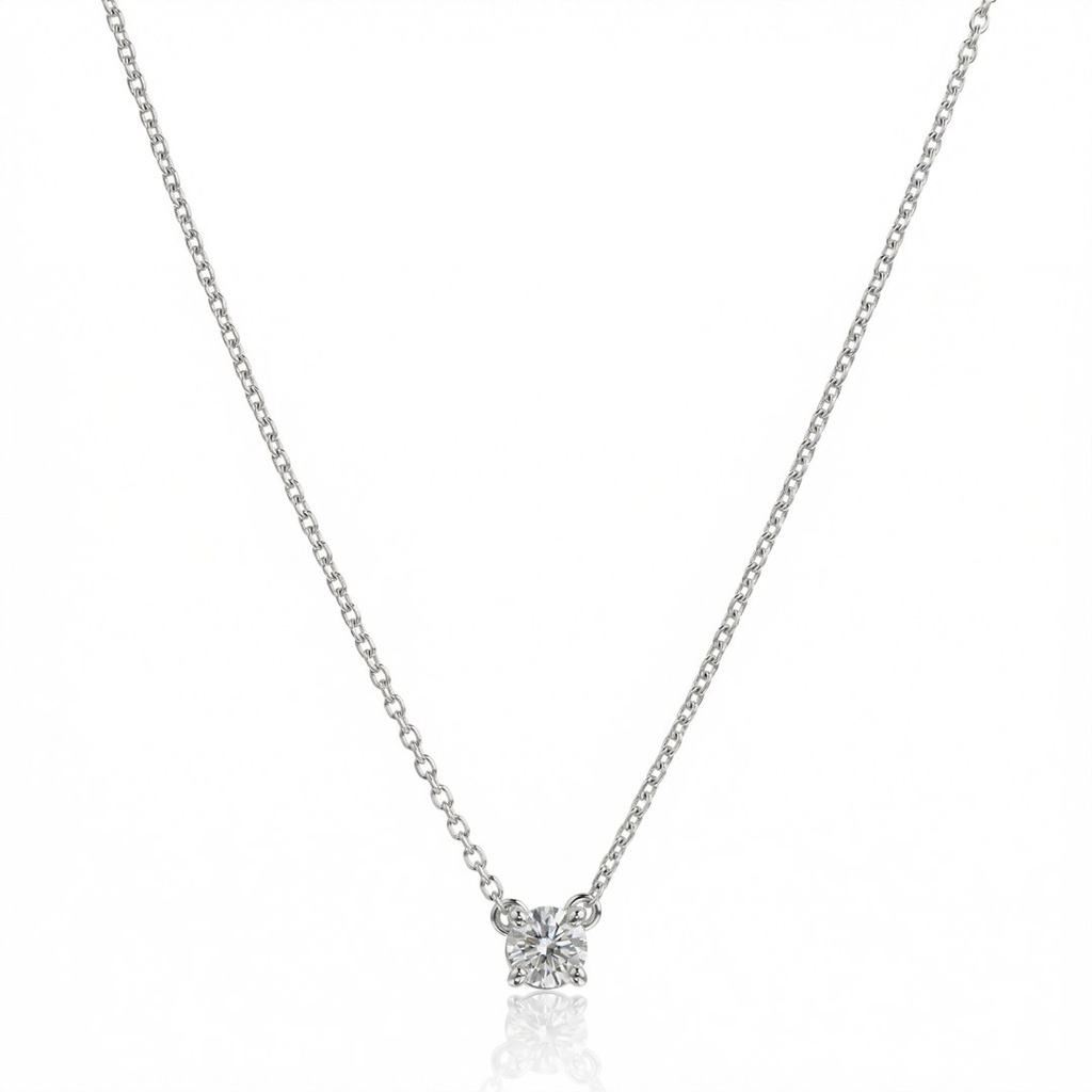 [075211] Colar Ponto de Luz Only You 0,20 ct · Ouro Branco 18k