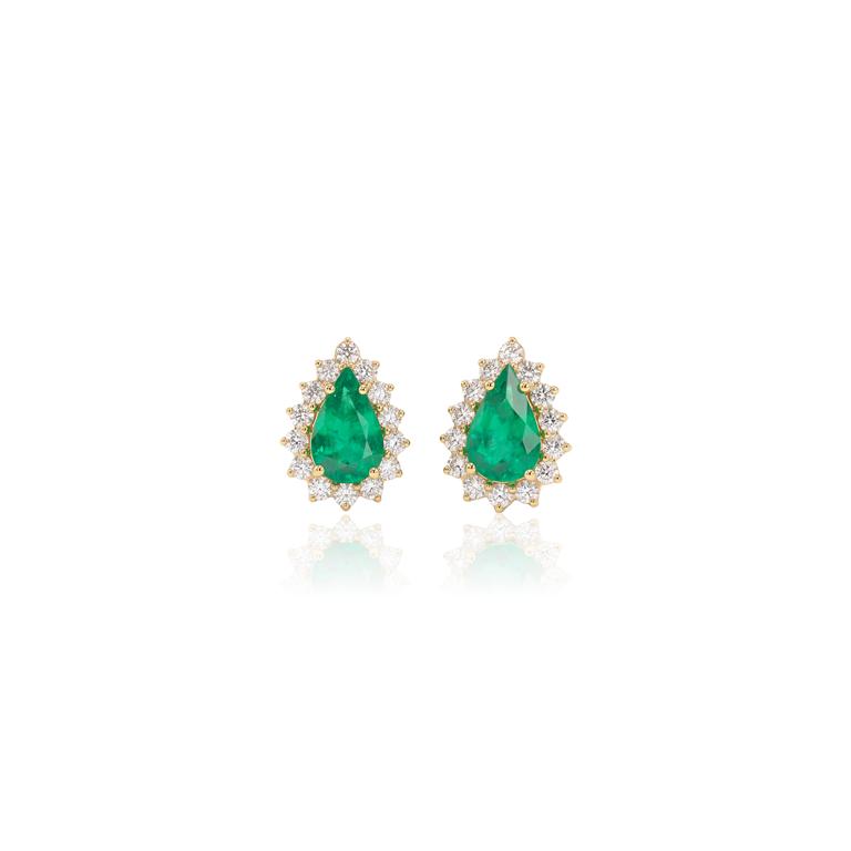 [076754] Brinco Clássico I Esmeraldas Brasileiras Gota 1,22ct 28 Brilhantes 0,49ct H SI1 3,28g Ouro Amarelo 18k - Coleção Brazilian Emerald