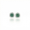 Brinco Clássico I Tira e Poe 2 Esmeraldas Brasileiras Cushion 5,63ct 30 Brilhantes 1.95ctct g VS1 8,10g Ouro Branco 18k - Certificado Belmont e11337/e5793 - Coleção Brazilian Emerald