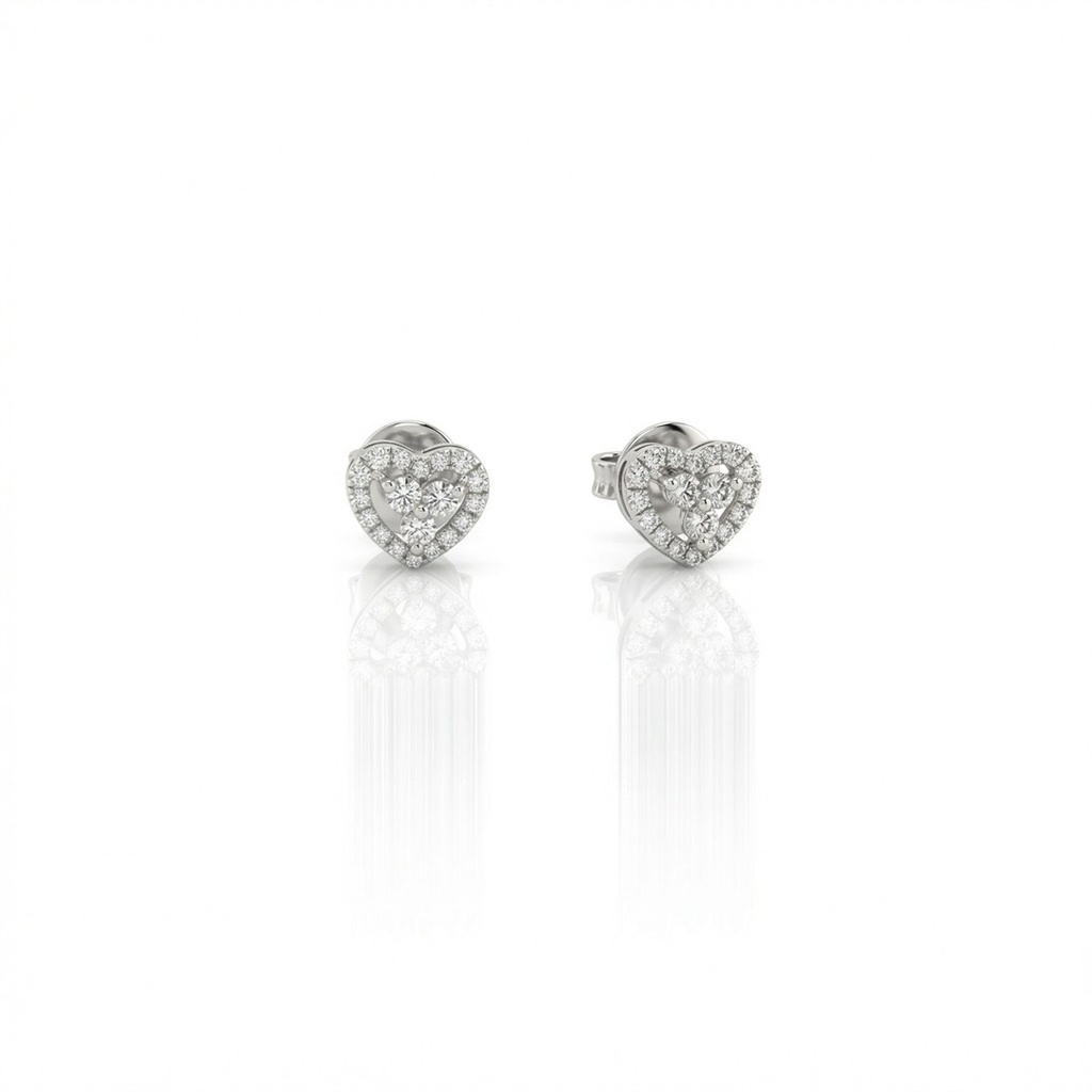 Brinco Coração Vazado 8,50mm 38 Brilhantes 0,45ct 1,77g Ouro Branco 18k - Coleção Laisa