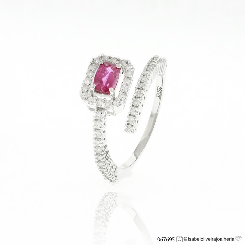 ANEL ABERTO RUBELITA ANTIQUE 0,64CT 42 BRILHANTES 0,51CT H VS2 3,69G OURO BRANCO 18K - COLEÇAO RUBELITA