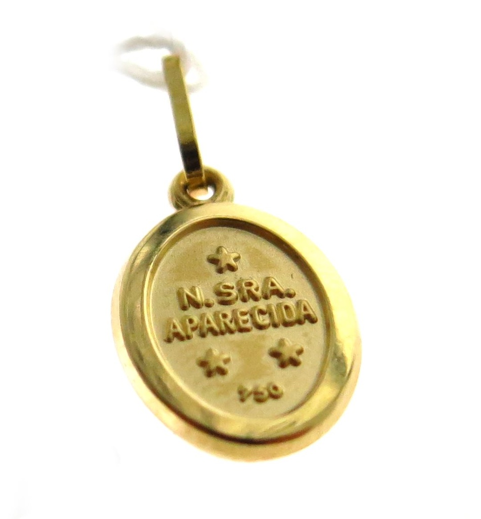 P-MEDALHA OVAL NOSSA SENHORA APARECIDA 9X12,50MM 0,95G OURO AMARELO 18K - COLEÇAO FE SANTOS