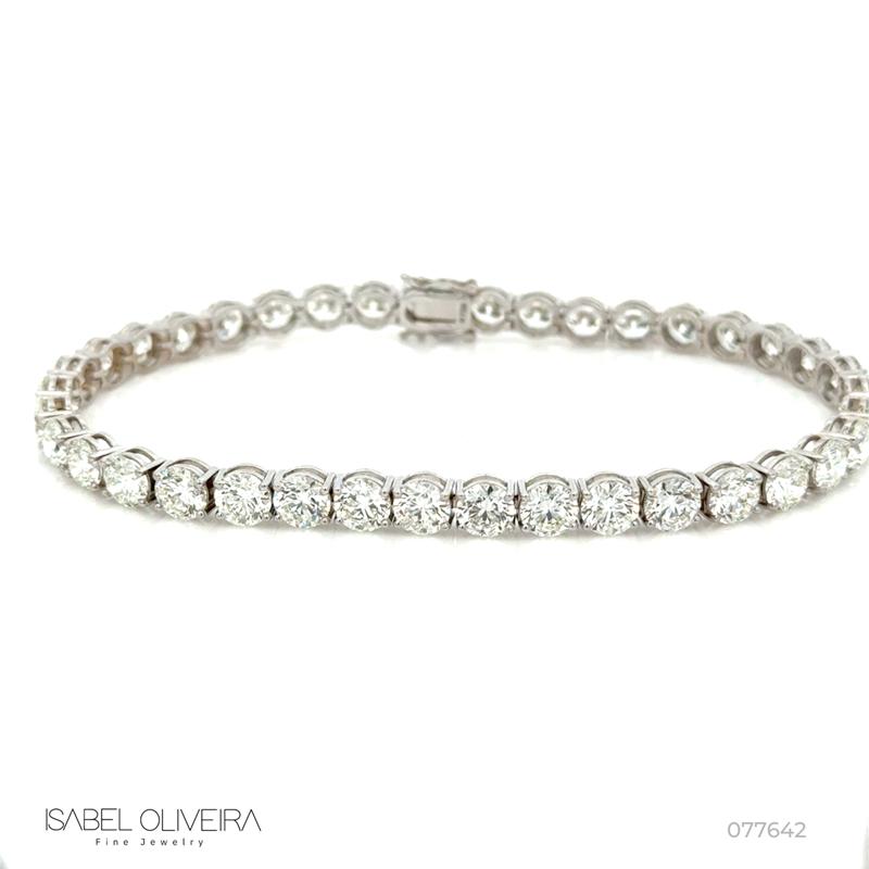 70-PULSEIRA RIVIERA 38 BRILHANTES CT 23CM G OURO BRANCO 18K - CERTIFICADOS - COLEÇAO RIVIERAS