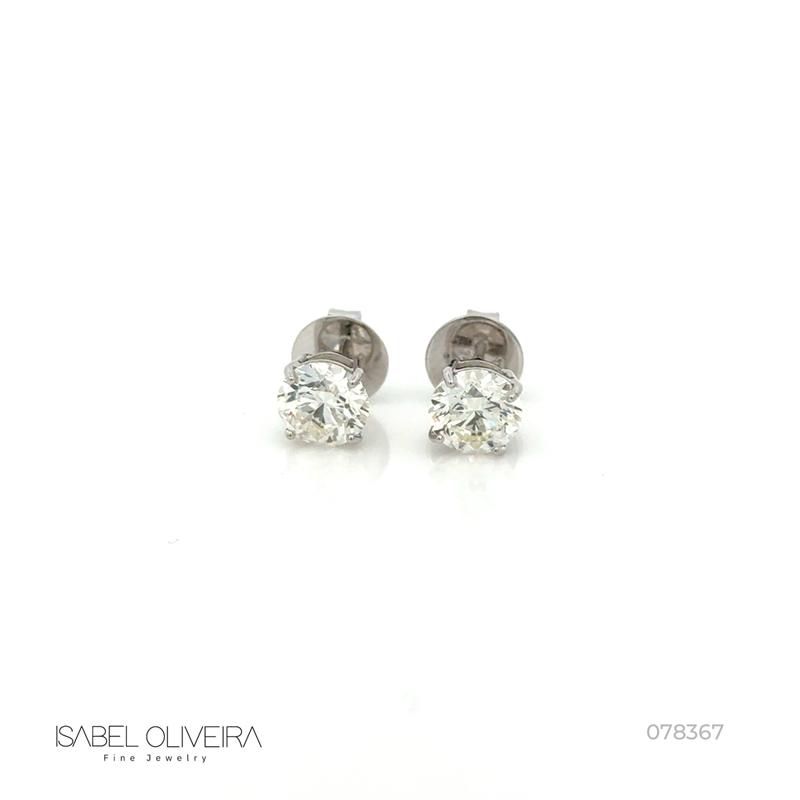 Brinco Solitário 2 Brilhantes 3ct H VS2 2,84g Ouro Branco 18k - Certificado EGL 1701944834 / 1701944935 - Ana Isabel Fernandes